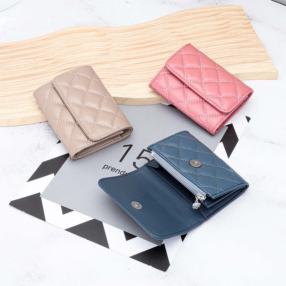 Luxury Quilted Bags - Sheepskin Quilted Card Holder Women Bifold