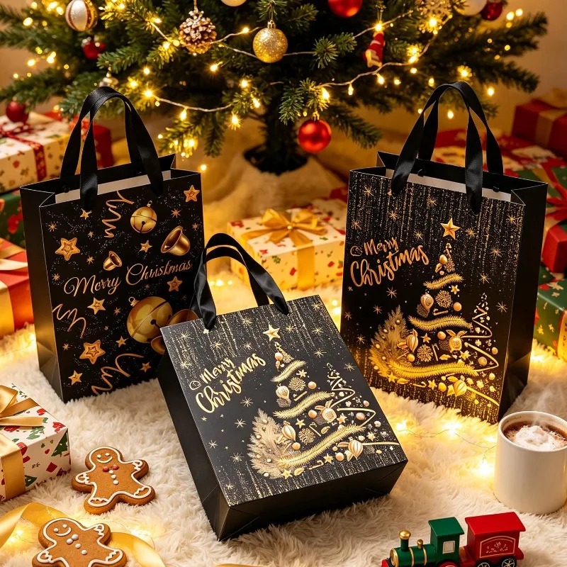 1/5Pcs Black Gold Christmas Gi - Luxury Xmas Bags review and price